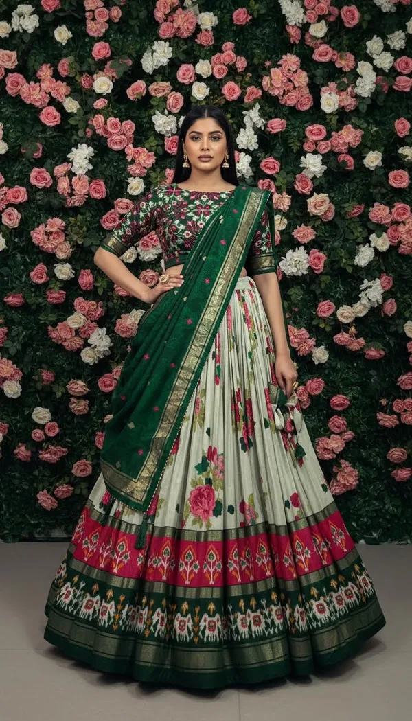 Green_Dola_Silk_Patola_Print_Lehenga_Choli_For_Women