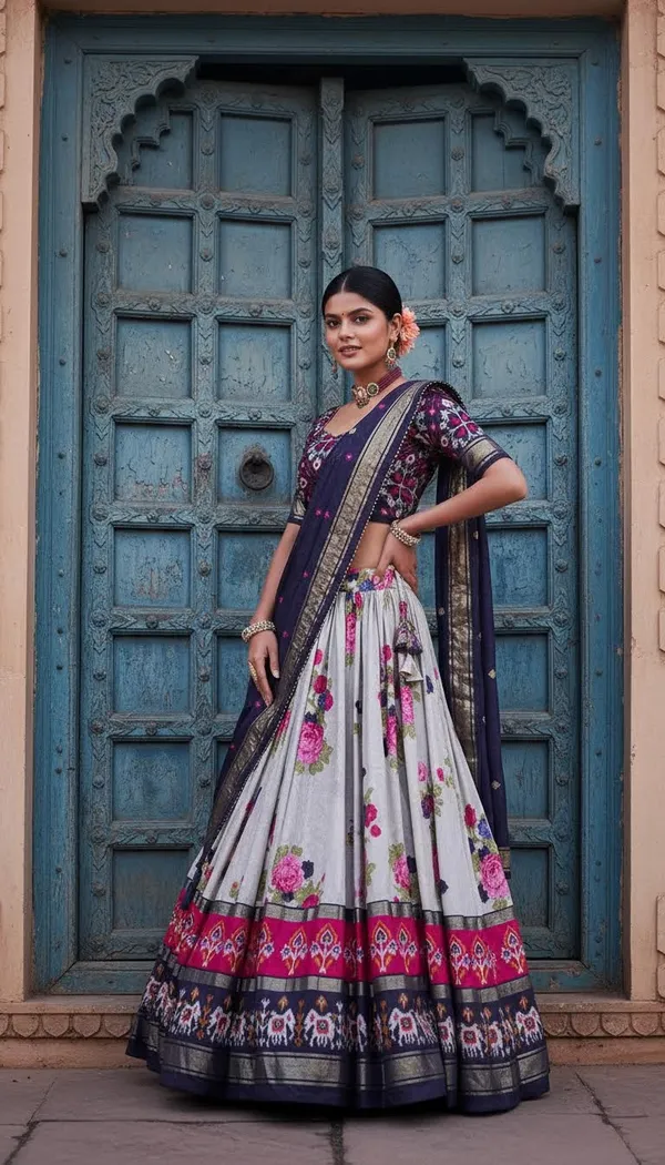 Navy_Blue_Dola_Silk_Patola_Print_Lehenga_Choli_For_Women