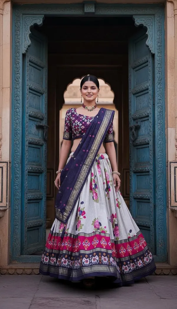 Navy_Blue_Dola_Silk_Patola_Print_Lehenga_Choli_For_Women