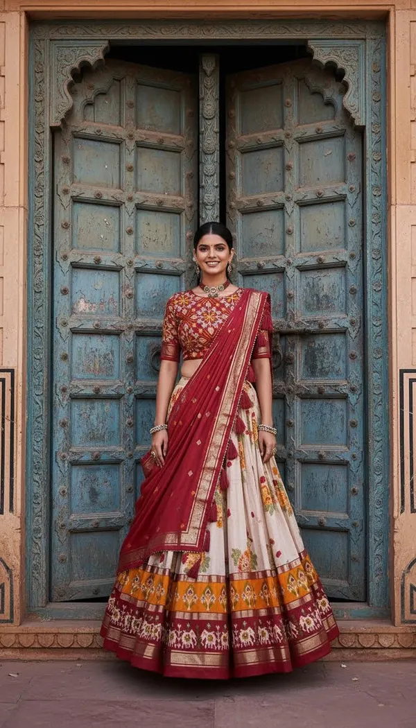 Red_Dola_Silk_Patola_Print_Lehenga_Choli_For_Women