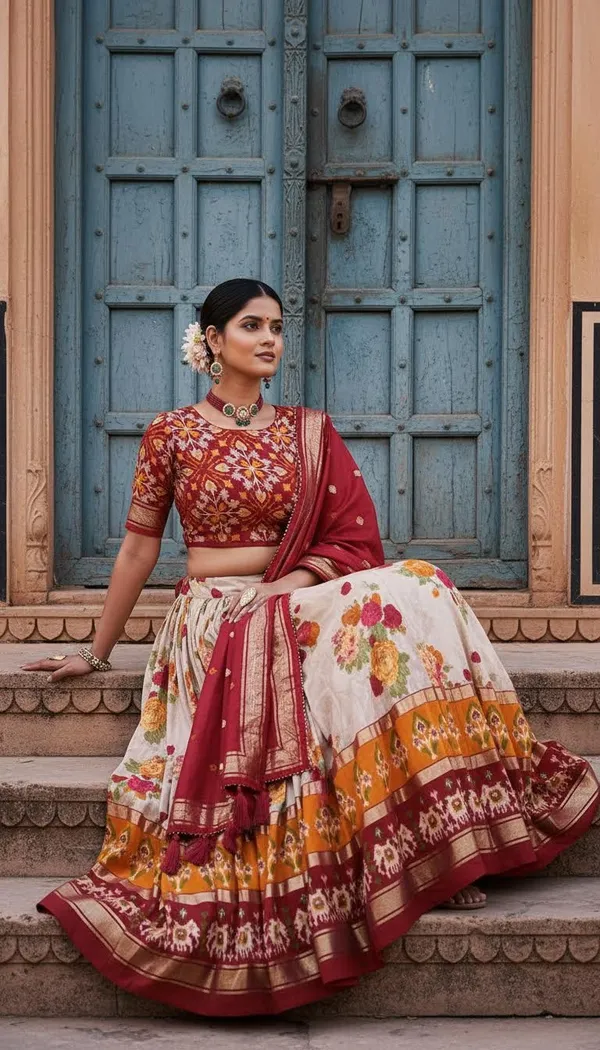Red_Dola_Silk_Patola_Print_Lehenga_Choli_For_Women