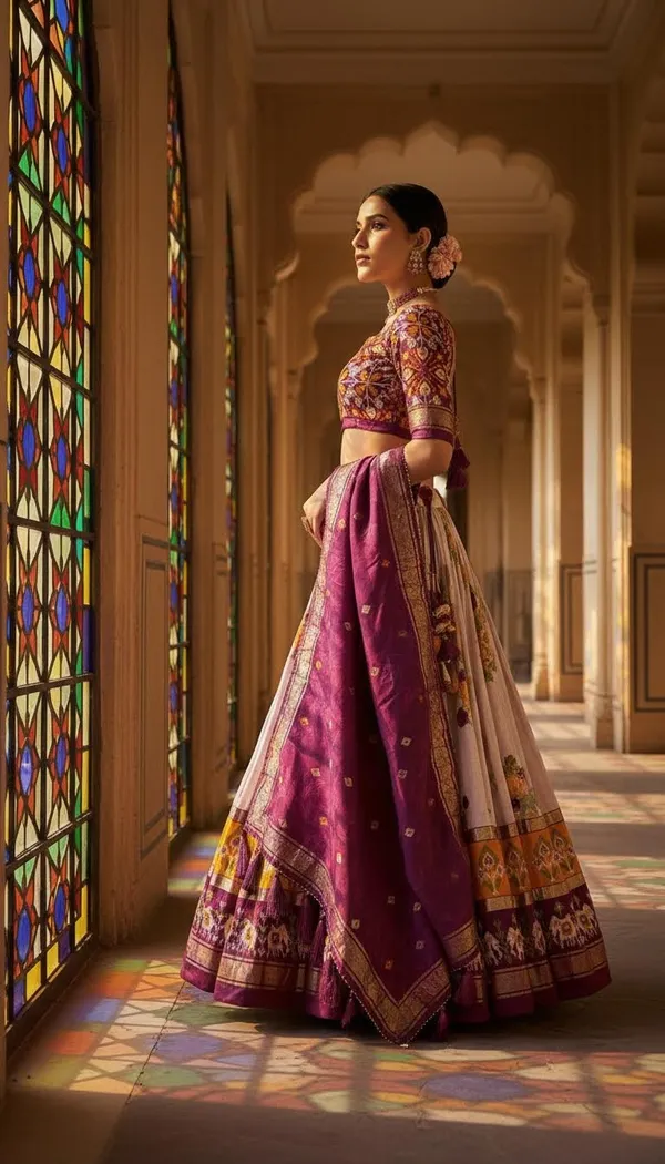 Wine_Dola_Silk_Patola_Print_Lehenga_Choli_For_Women