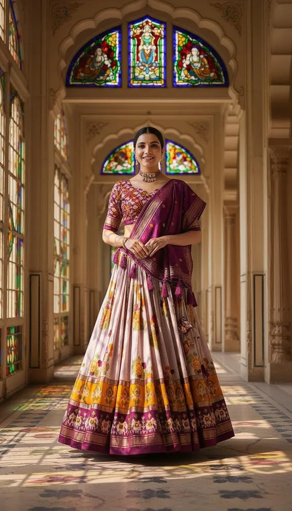 Wine_Dola_Silk_Patola_Print_Lehenga_Choli_For_Women
