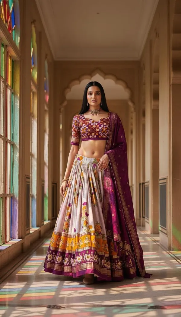 Wine_Dola_Silk_Patola_Print_Lehenga_Choli_For_Women