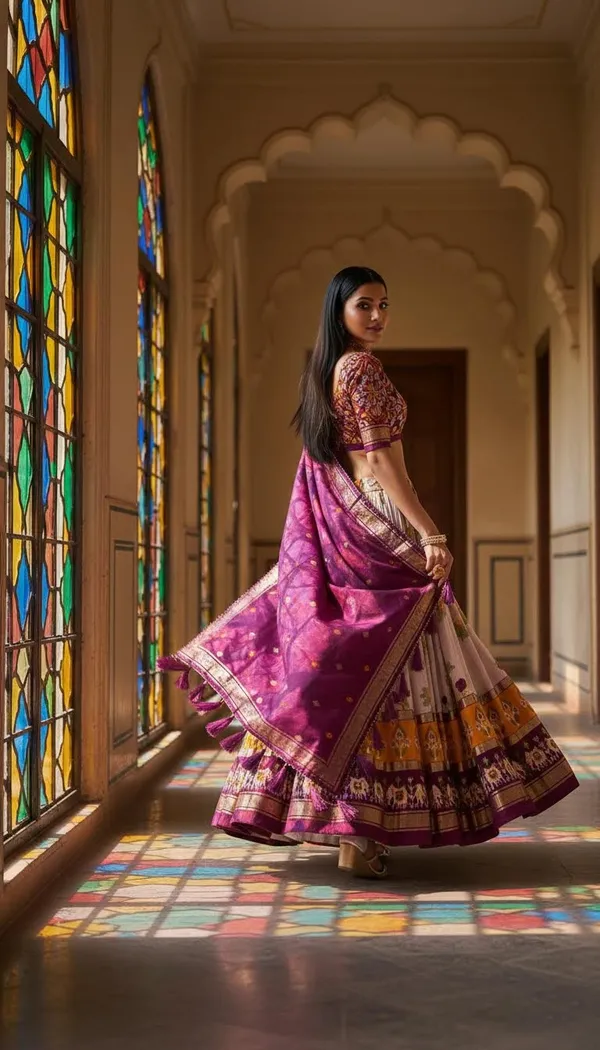 Wine_Dola_Silk_Patola_Print_Lehenga_Choli_For_Women