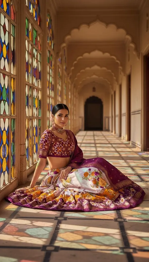 Wine_Dola_Silk_Patola_Print_Lehenga_Choli_For_Women