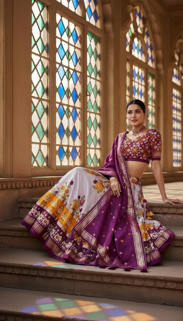 Wine_Dola_Silk_Patola_Print_Lehenga_Choli_For_Women