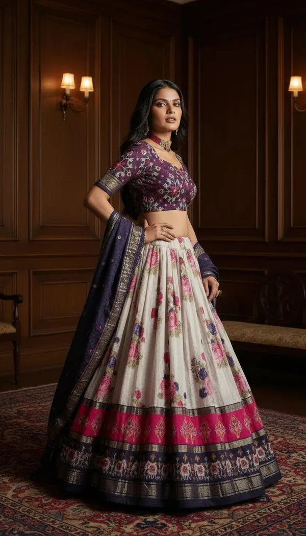 Navy_Blue_Dola_Silk_Patola_Print_Lehenga_Choli_For_Women
