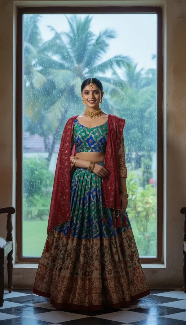 Firozi_Dola_Silk_Patola_Print_Embroidered_Lehenga_Choli_For_Women
