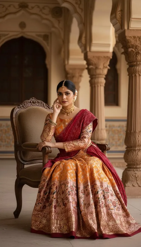Yellowish_Orange_Dola_Silk_A-Line_Patola_Foil_Print_Lehenga_Choli_For_Women