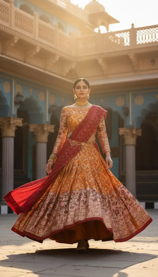 Yellowish_Orange_Dola_Silk_A-Line_Patola_Foil_Print_Lehenga_Choli_For_Women