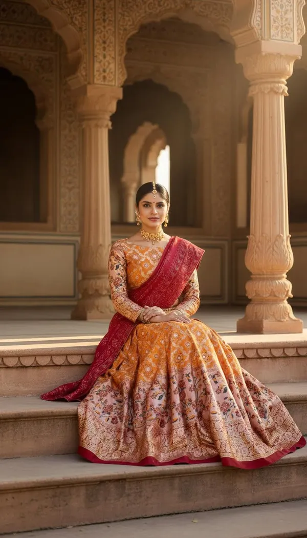 Yellowish_Orange_Dola_Silk_A-Line_Patola_Foil_Print_Lehenga_Choli_For_Women