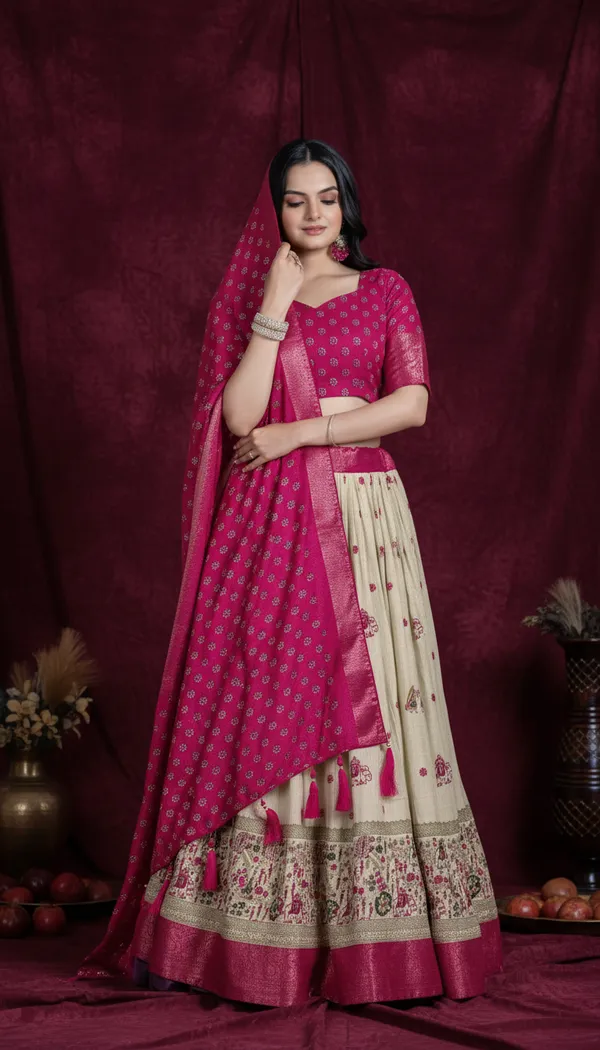 Pink_Lichi_Fabric_Jacquard_Jari_Print_A-Line_Lehenga_Choli_For_Women