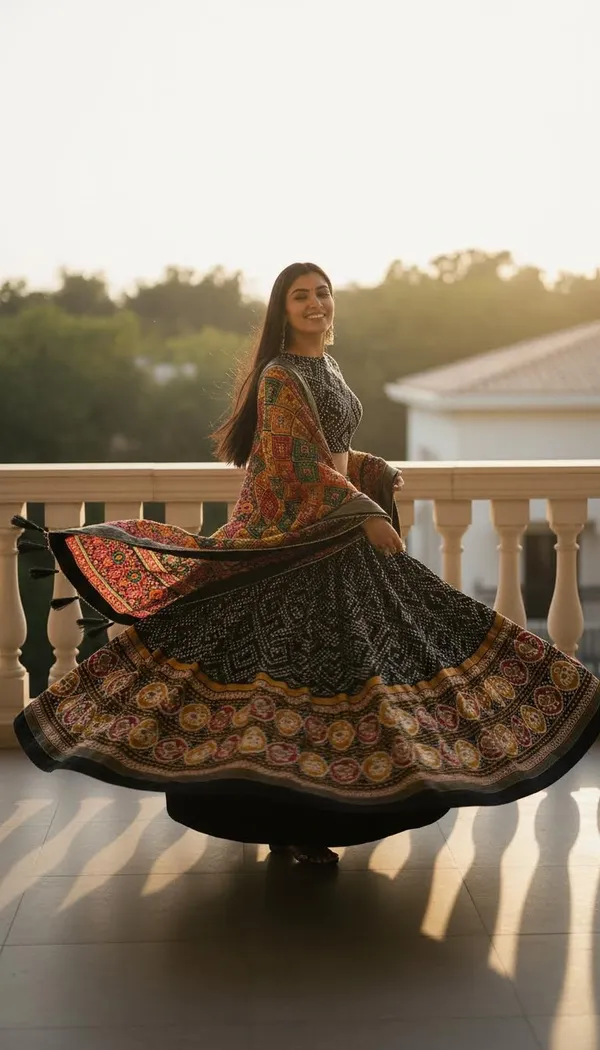 Black_Dola_Silk_Patola_Foil_Print_A-Line_Lehenga_Choli_For_Women