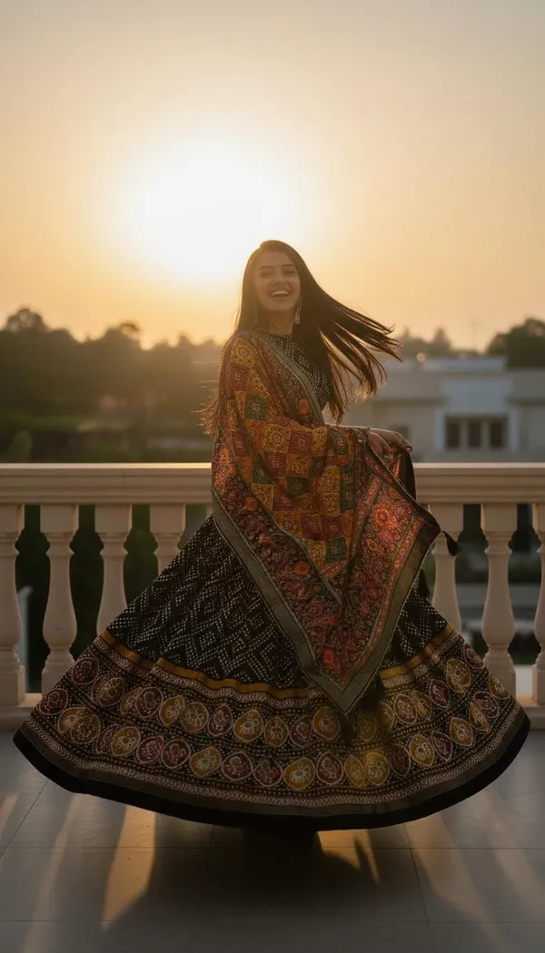 Black_Dola_Silk_Patola_Foil_Print_A-Line_Lehenga_Choli_For_Women
