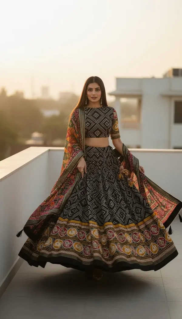 Black_Dola_Silk_Patola_Foil_Print_A-Line_Lehenga_Choli_For_Women