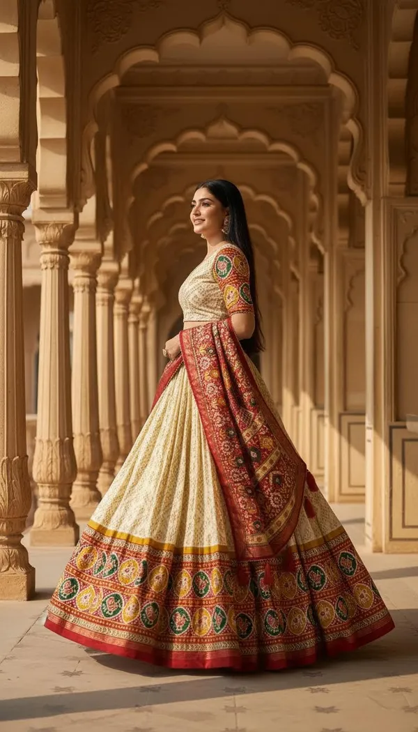 White_Dola_Silk_Patola_Foil_Print_A-Line_Lehenga_Choli_For_Women