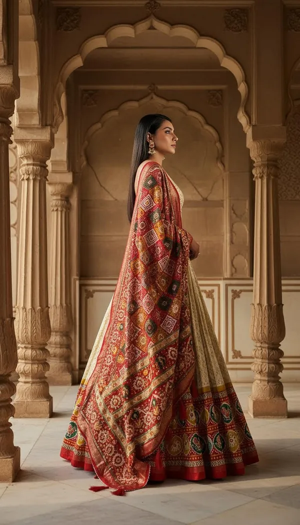 White_Dola_Silk_Patola_Foil_Print_A-Line_Lehenga_Choli_For_Women