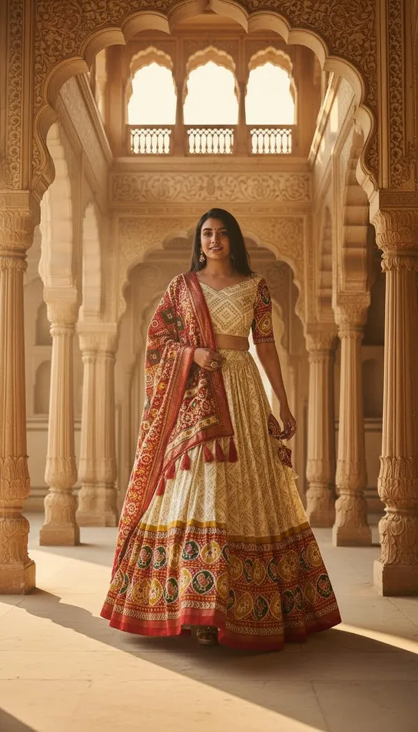 White_Dola_Silk_Patola_Foil_Print_A-Line_Lehenga_Choli_For_Women