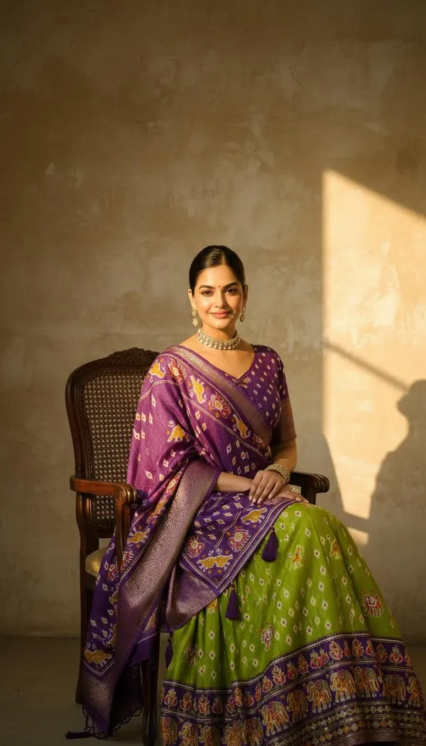 Parrot_Green_Lichi_Fabric_Jacquard_Jari_Print_A-Line_Lehenga_Choli_For_Women