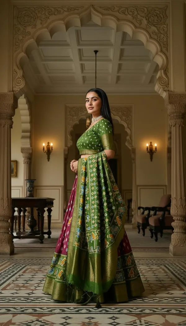 Wine_Lichi_Fabric_Jacquard_Jari_Print_A-Line_Lehenga_Choli_For_Women