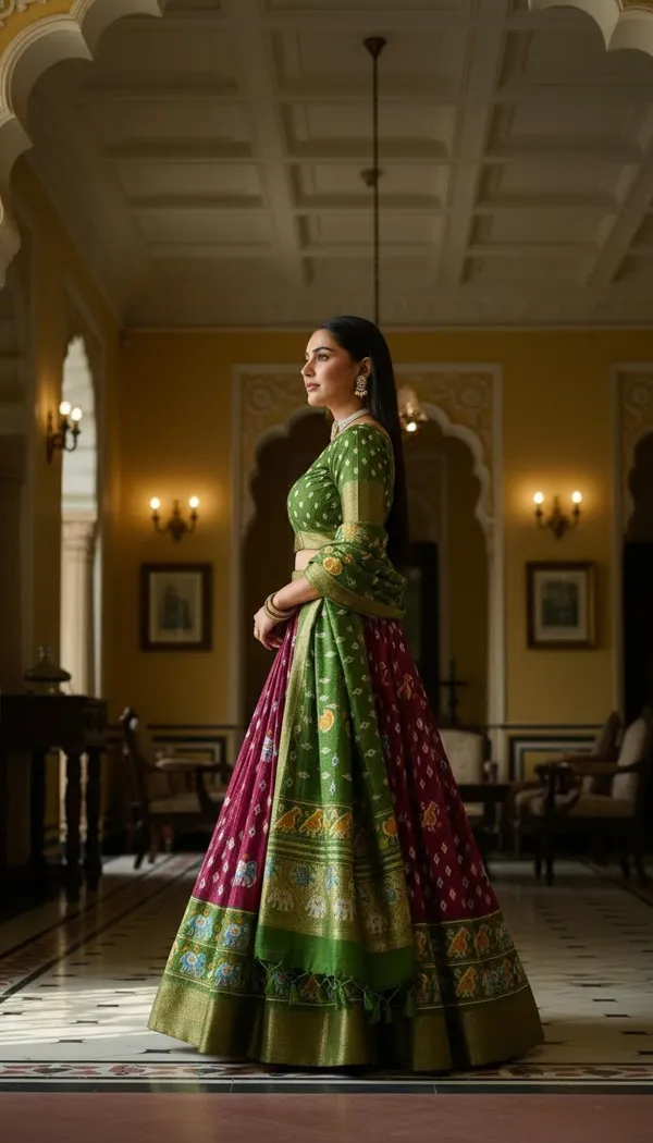 Wine_Lichi_Fabric_Jacquard_Jari_Print_A-Line_Lehenga_Choli_For_Women