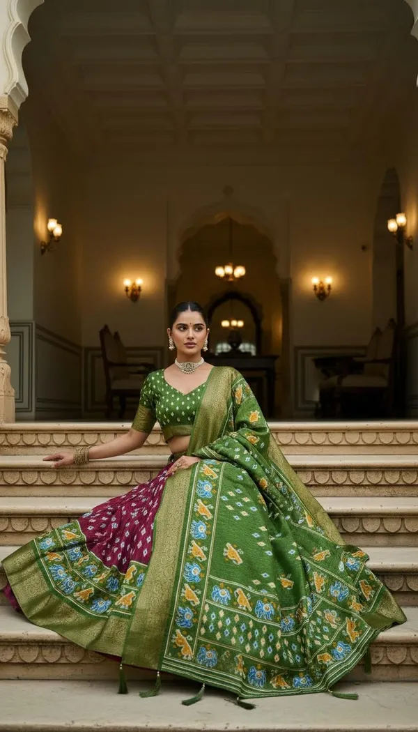 Wine_Lichi_Fabric_Jacquard_Jari_Print_A-Line_Lehenga_Choli_For_Women
