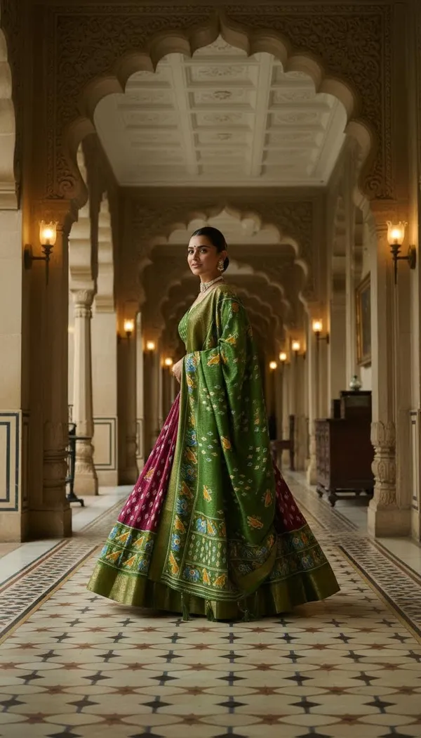 Wine_Lichi_Fabric_Jacquard_Jari_Print_A-Line_Lehenga_Choli_For_Women