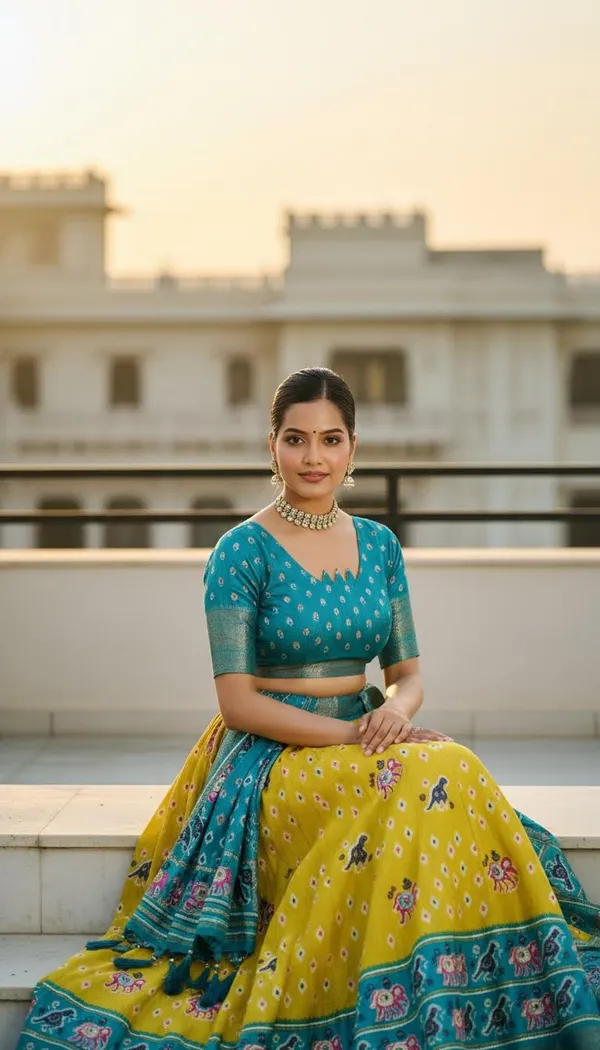 Yellow_Lichi_Fabric_Jacquard_Jari_Print_A-Line_Lehenga_Choli_For_Women