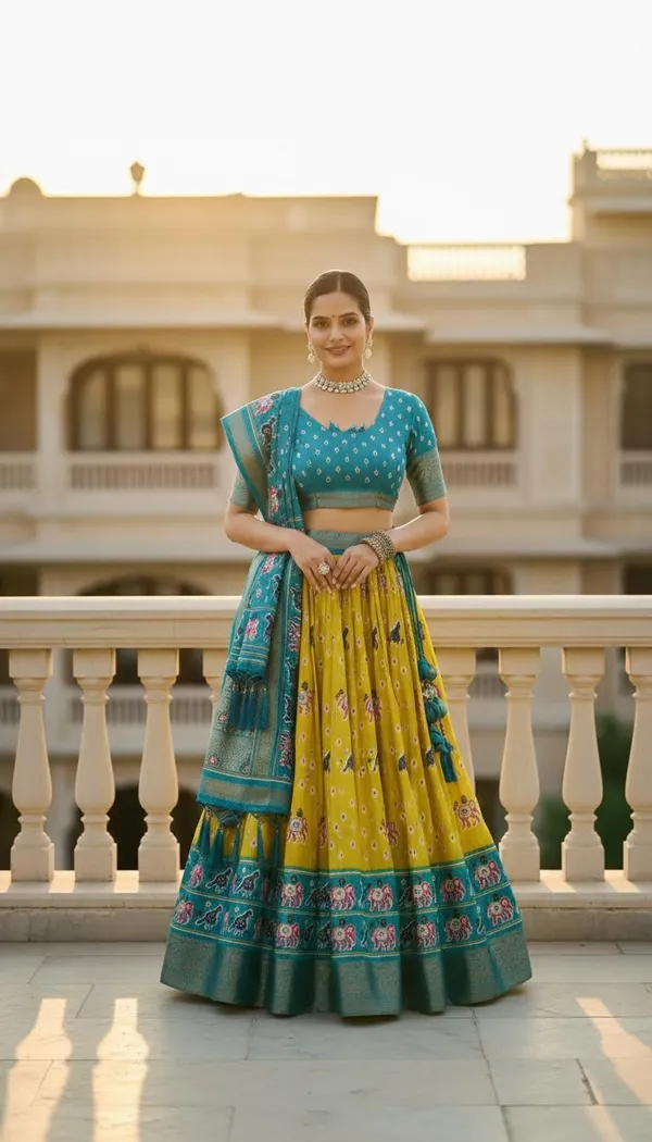 Yellow_Lichi_Fabric_Jacquard_Jari_Print_A-Line_Lehenga_Choli_For_Women