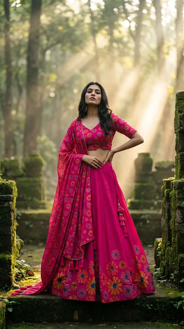 Pink_Dola_Silk_Patola_Foil_Print_A-Line_Lehenga_Choli_For_Women