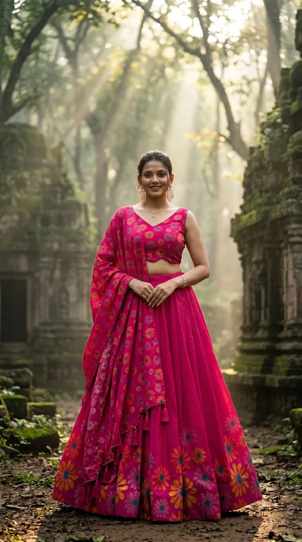 Pink_Dola_Silk_Patola_Foil_Print_A-Line_Lehenga_Choli_For_Women