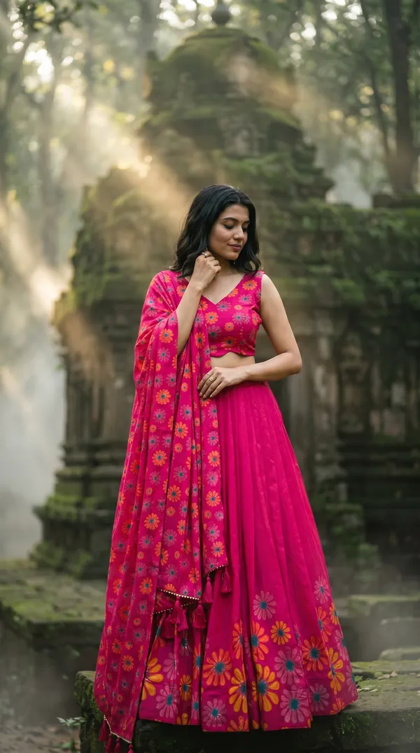 Pink_Dola_Silk_Patola_Foil_Print_A-Line_Lehenga_Choli_For_Women