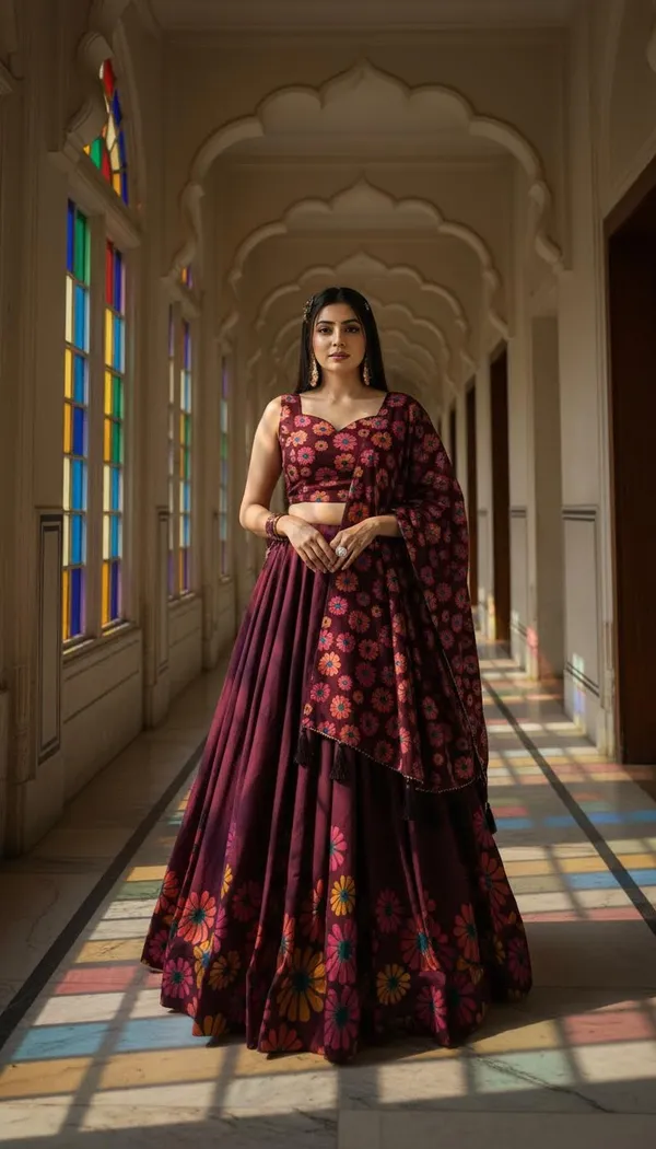 Wine_Dola_Silk_Patola_Foil_Print_A-Line_Lehenga_Choli_For_Women