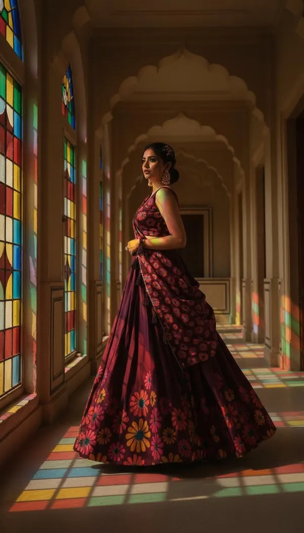 Wine_Dola_Silk_Patola_Foil_Print_A-Line_Lehenga_Choli_For_Women