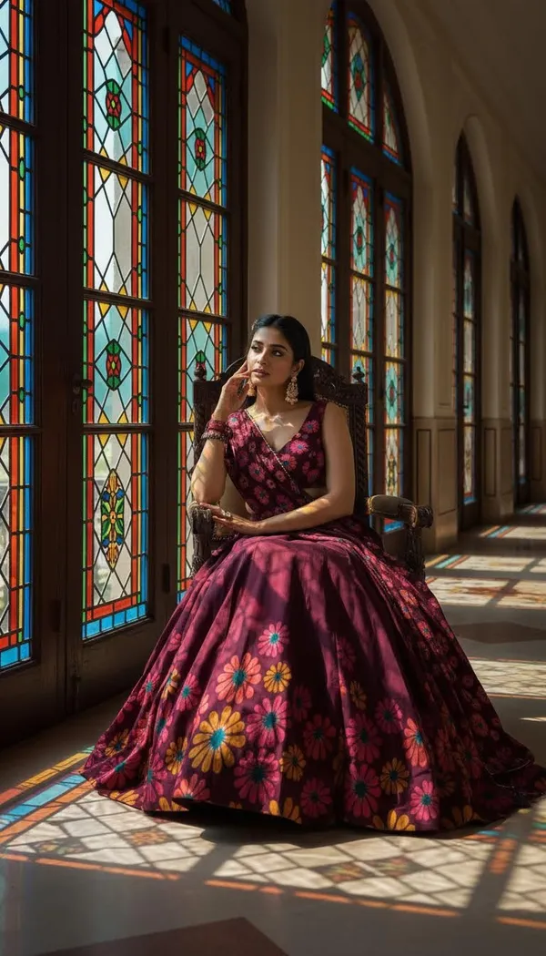 Wine_Dola_Silk_Patola_Foil_Print_A-Line_Lehenga_Choli_For_Women