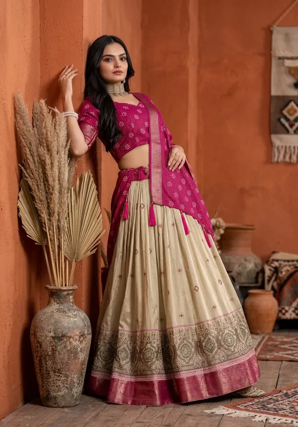 Pink_Lichi_Fabric_Jacquard_Jari_Print_A-Line_Lehenga_Choli_For_Women