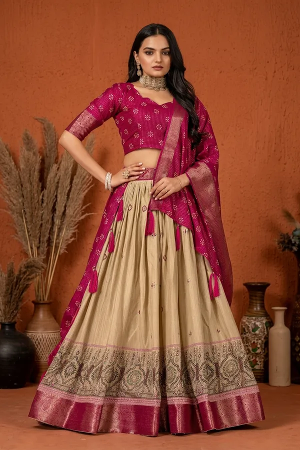 Pink_Lichi_Fabric_Jacquard_Jari_Print_A-Line_Lehenga_Choli_For_Women