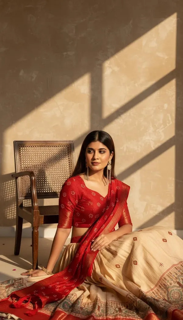 Red_Lichi_Fabric_Jacquard_Jari_Print_A-Line_Lehenga_Choli_For_Women