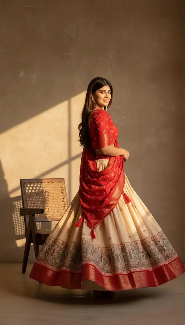 Red_Lichi_Fabric_Jacquard_Jari_Print_A-Line_Lehenga_Choli_For_Women