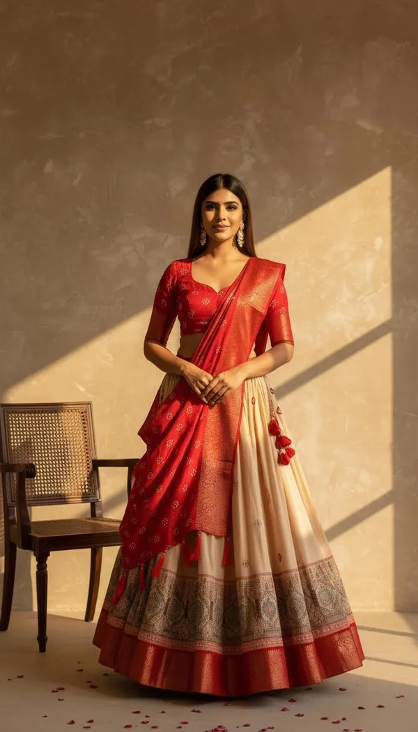 Red_Lichi_Fabric_Jacquard_Jari_Print_A-Line_Lehenga_Choli_For_Women