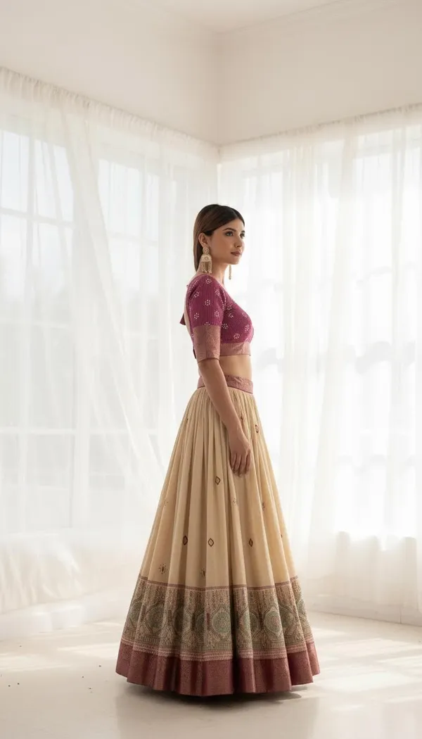 Wine_Lichi_Fabric_Jacquard_Jari_Print_A-Line_Lehenga_Choli_For_Women