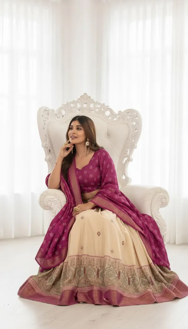 Wine_Lichi_Fabric_Jacquard_Jari_Print_A-Line_Lehenga_Choli_For_Women