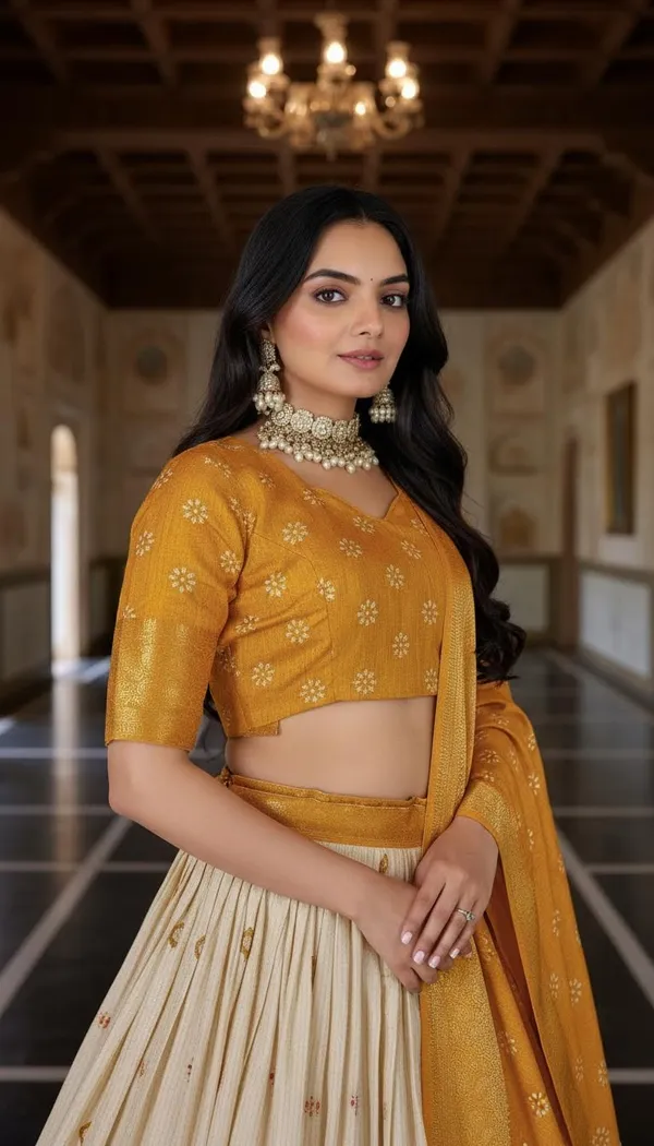 Yellow_Lichi_Fabric_Jacquard_Jari_Print_A-Line_Lehenga_Choli_For_Women