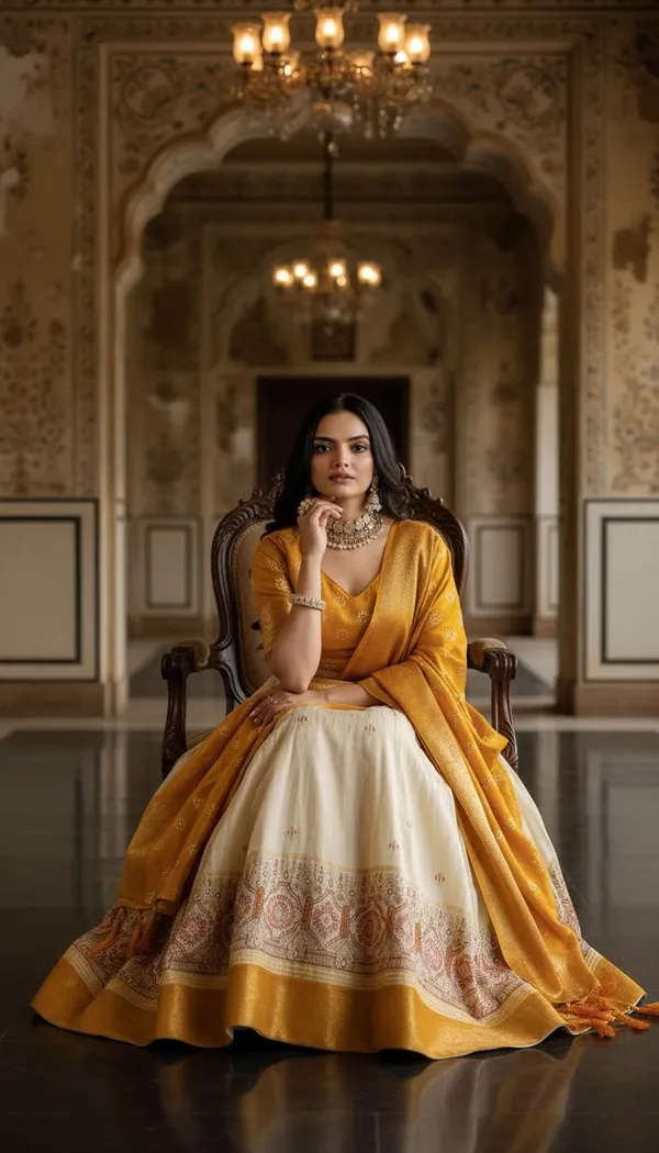 Yellow_Lichi_Fabric_Jacquard_Jari_Print_A-Line_Lehenga_Choli_For_Women