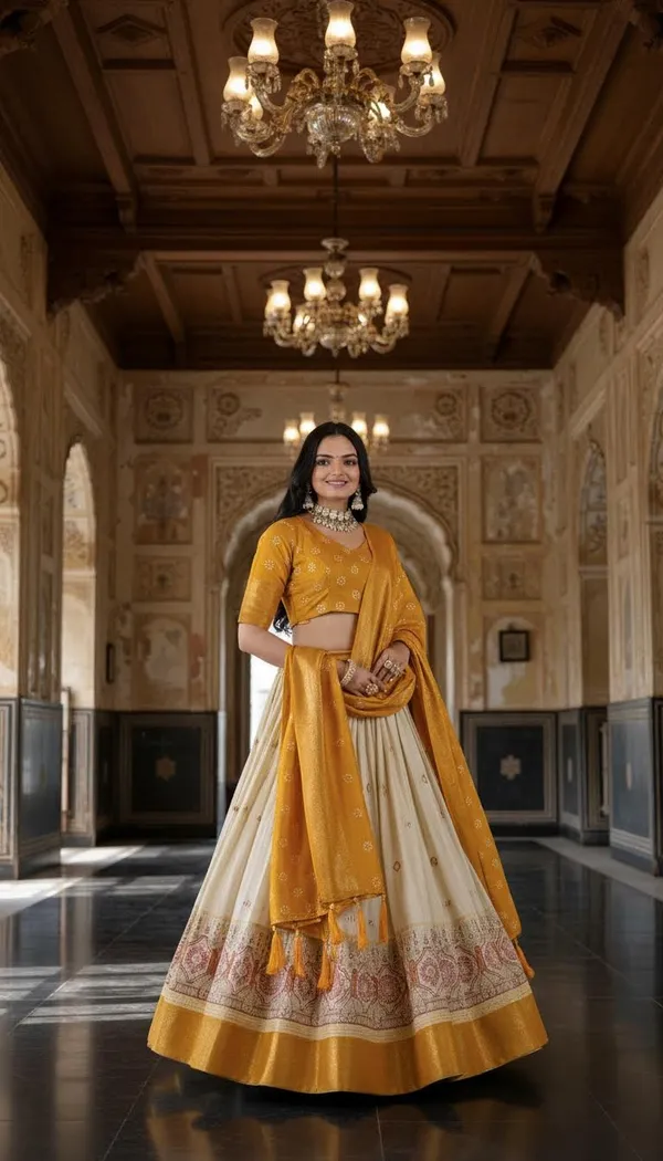 Yellow_Lichi_Fabric_Jacquard_Jari_Print_A-Line_Lehenga_Choli_For_Women