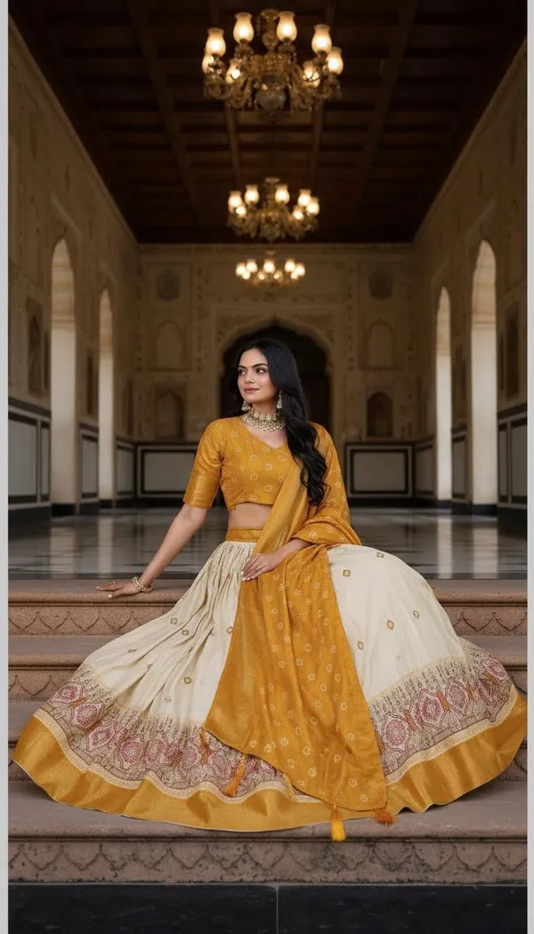 Yellow_Lichi_Fabric_Jacquard_Jari_Print_A-Line_Lehenga_Choli_For_Women