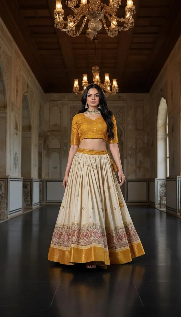 Yellow_Lichi_Fabric_Jacquard_Jari_Print_A-Line_Lehenga_Choli_For_Women