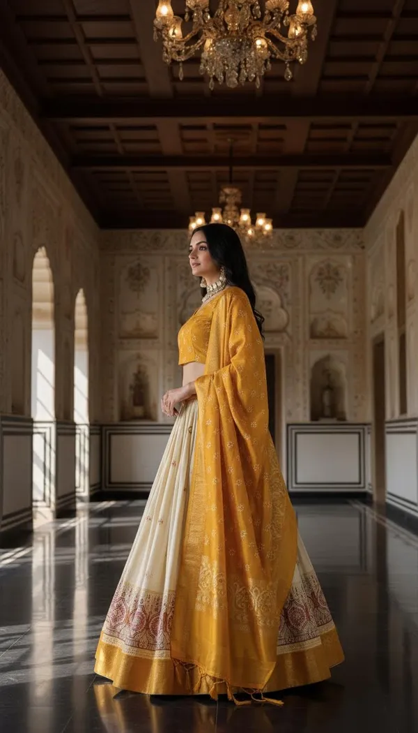 Yellow_Lichi_Fabric_Jacquard_Jari_Print_A-Line_Lehenga_Choli_For_Women