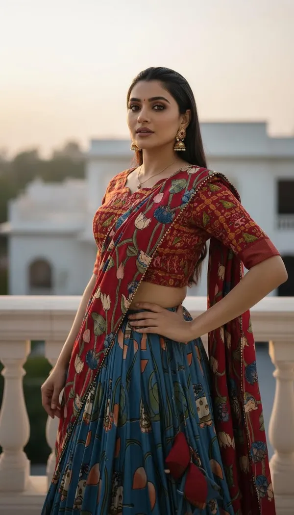Firozi_Dola_Silk_Patola_Foil_Print_A-Line_Lehenga_Choli_For_Women